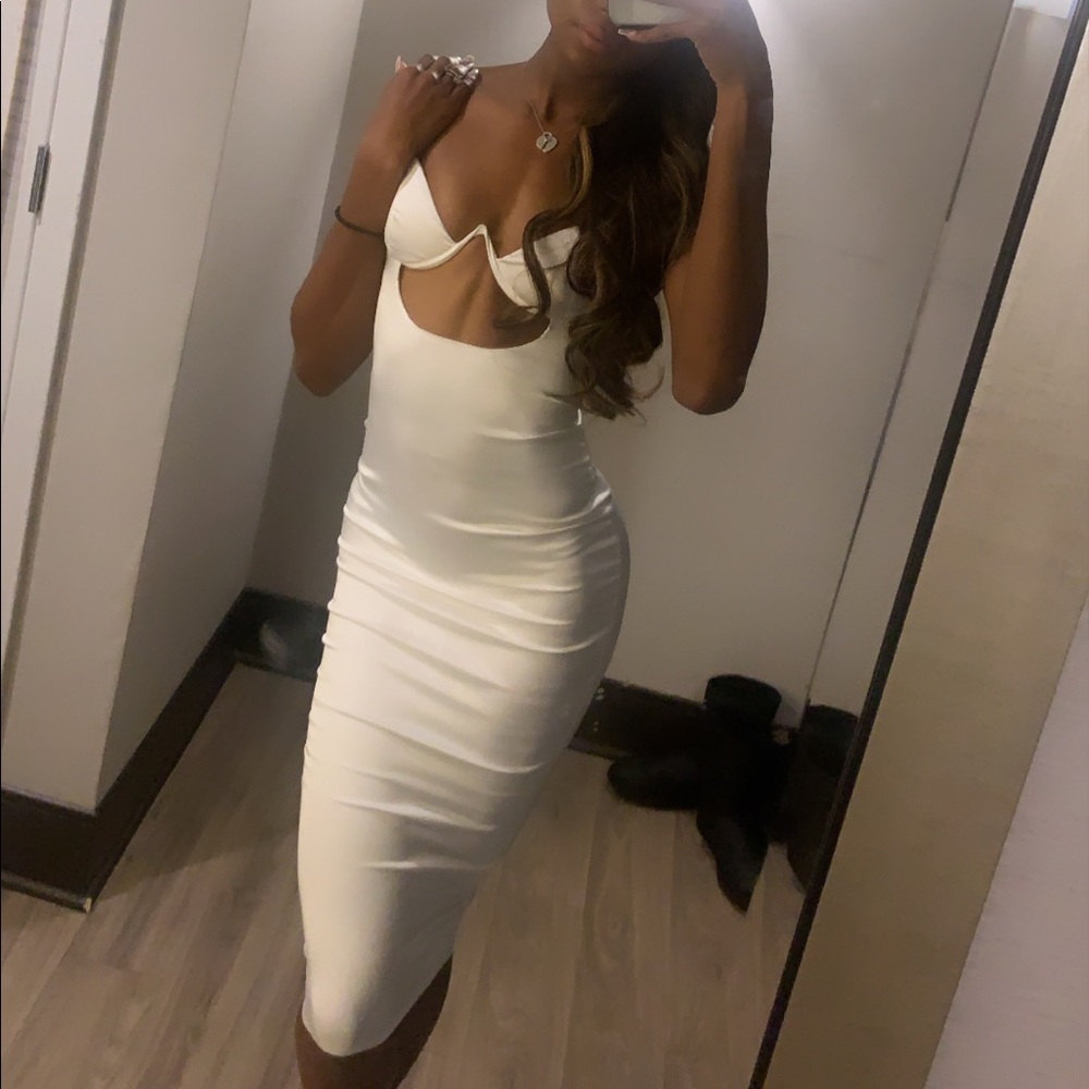 Midi oh polly satin white dress